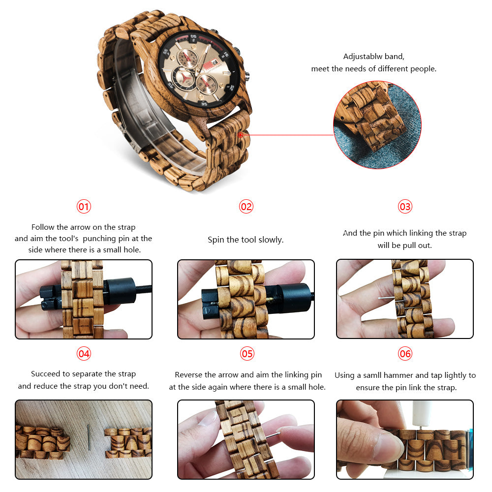 How to adjust the wood watch band?