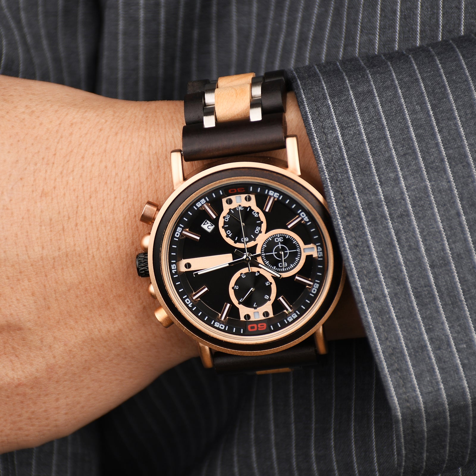 AURONYX - Men Wood Watch Chronograph