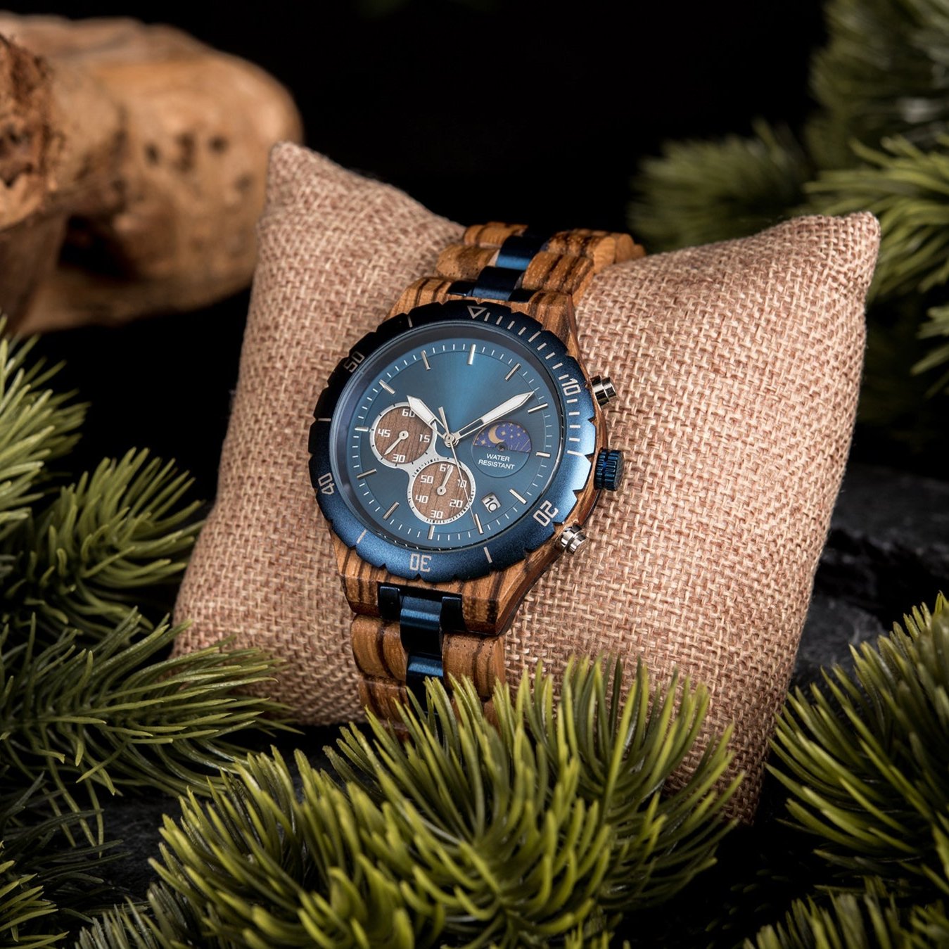 BLUOR - Men Wood Watch Chronograph