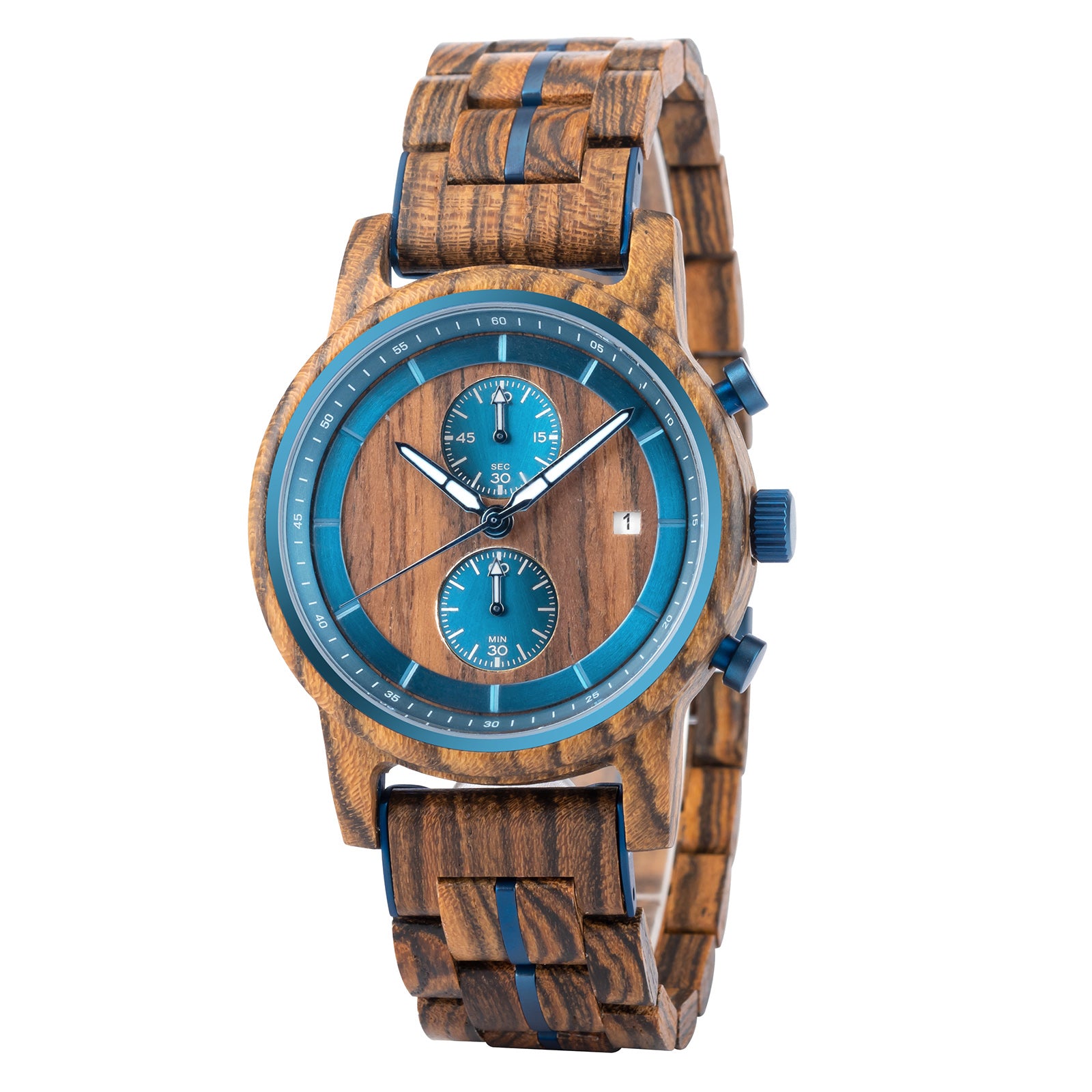 BLUESCALE - Men Wood Watch Chronograph