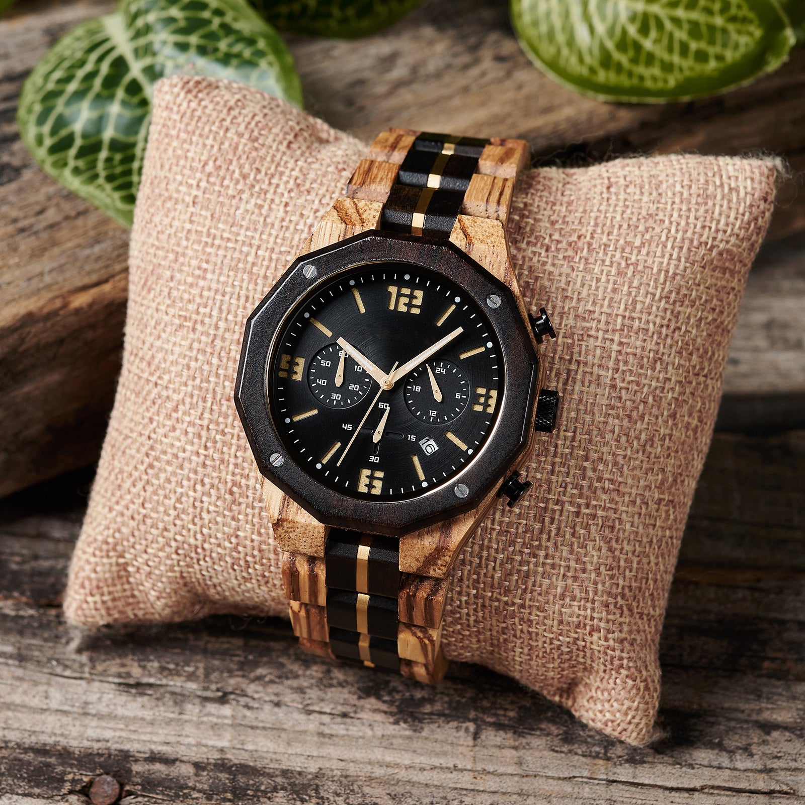 UMBRAZO - Men Wood Watch Chronograph