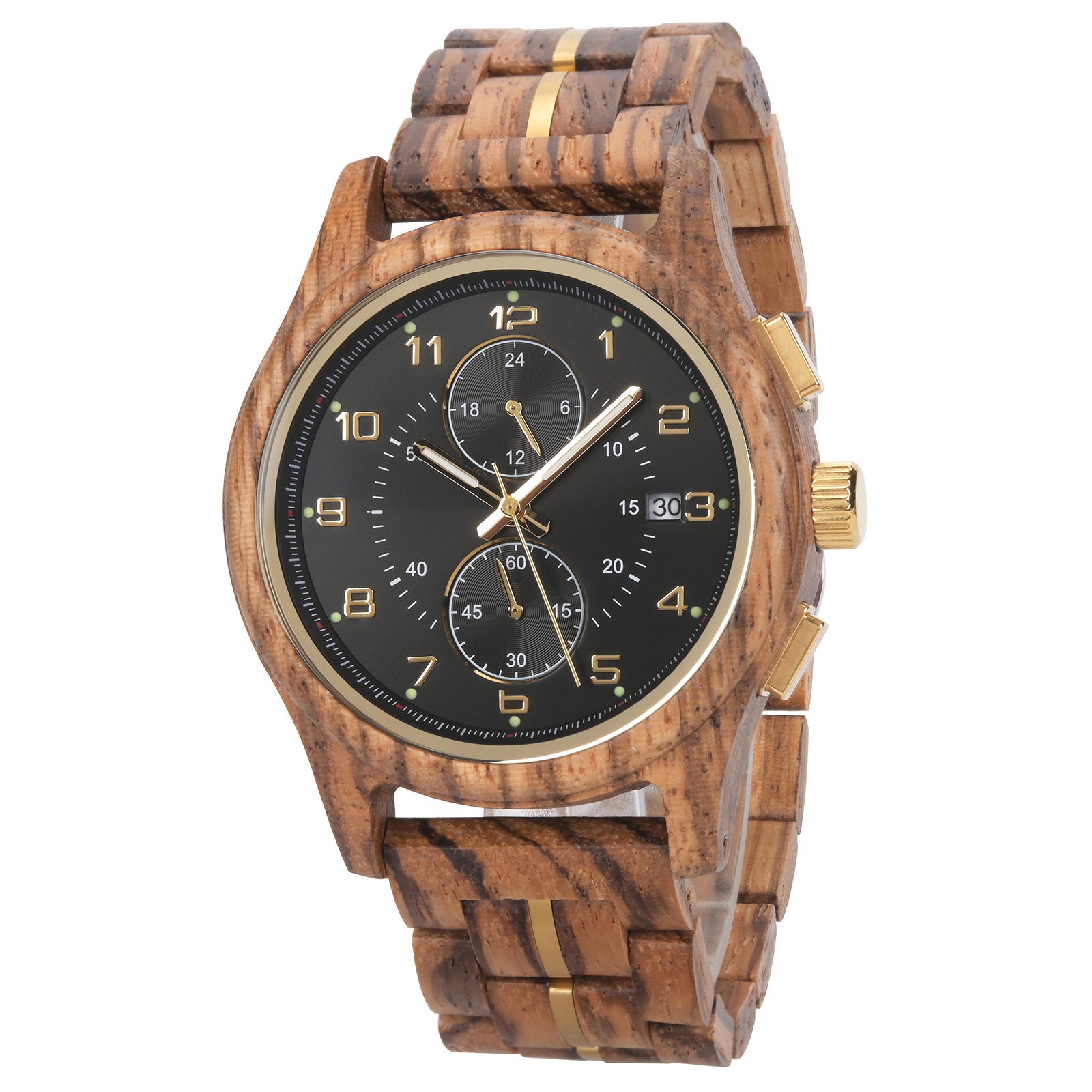 ZEBRON - Men Wood Watch Chronograph