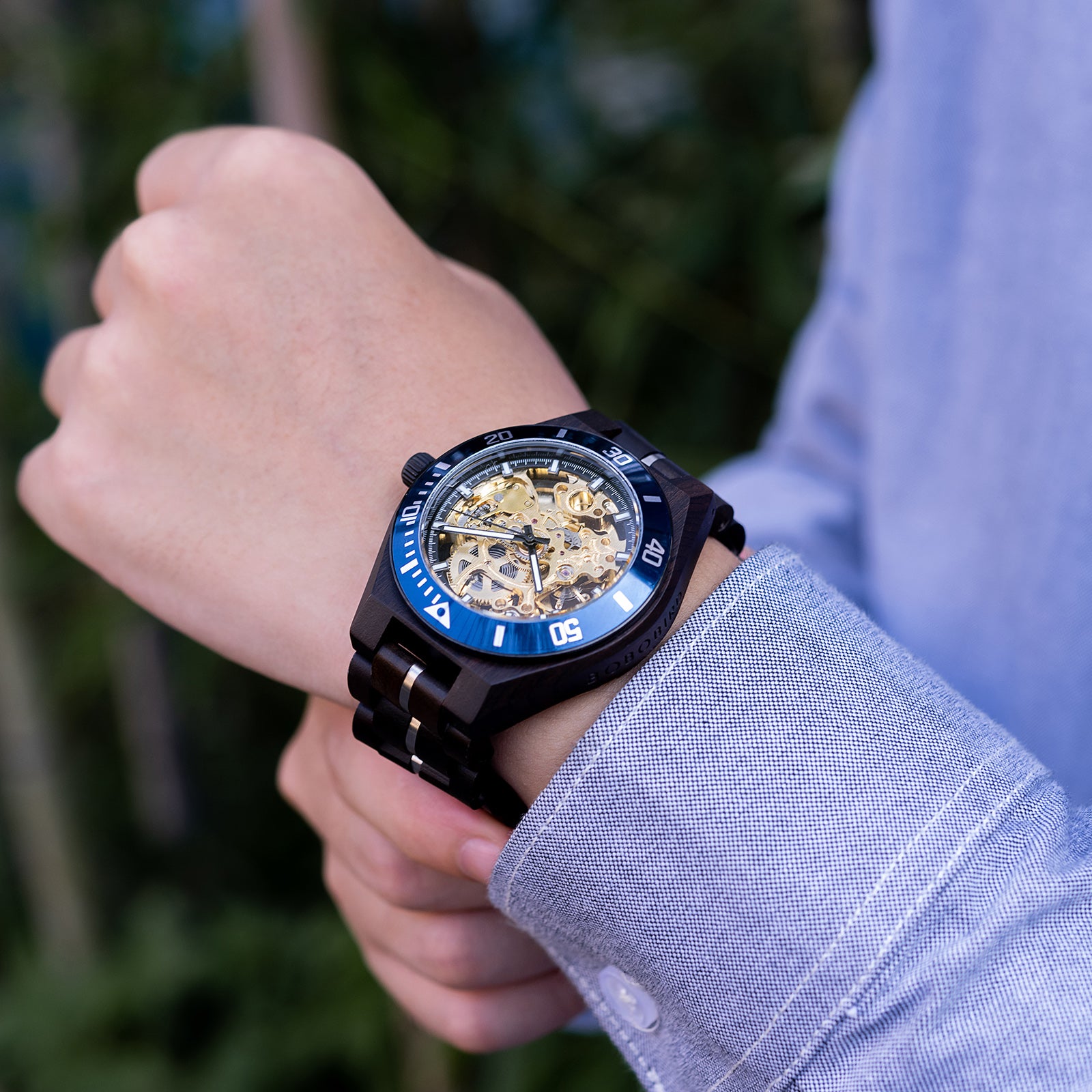 AZUREON - Men Wood Watch Automatic Mechanical