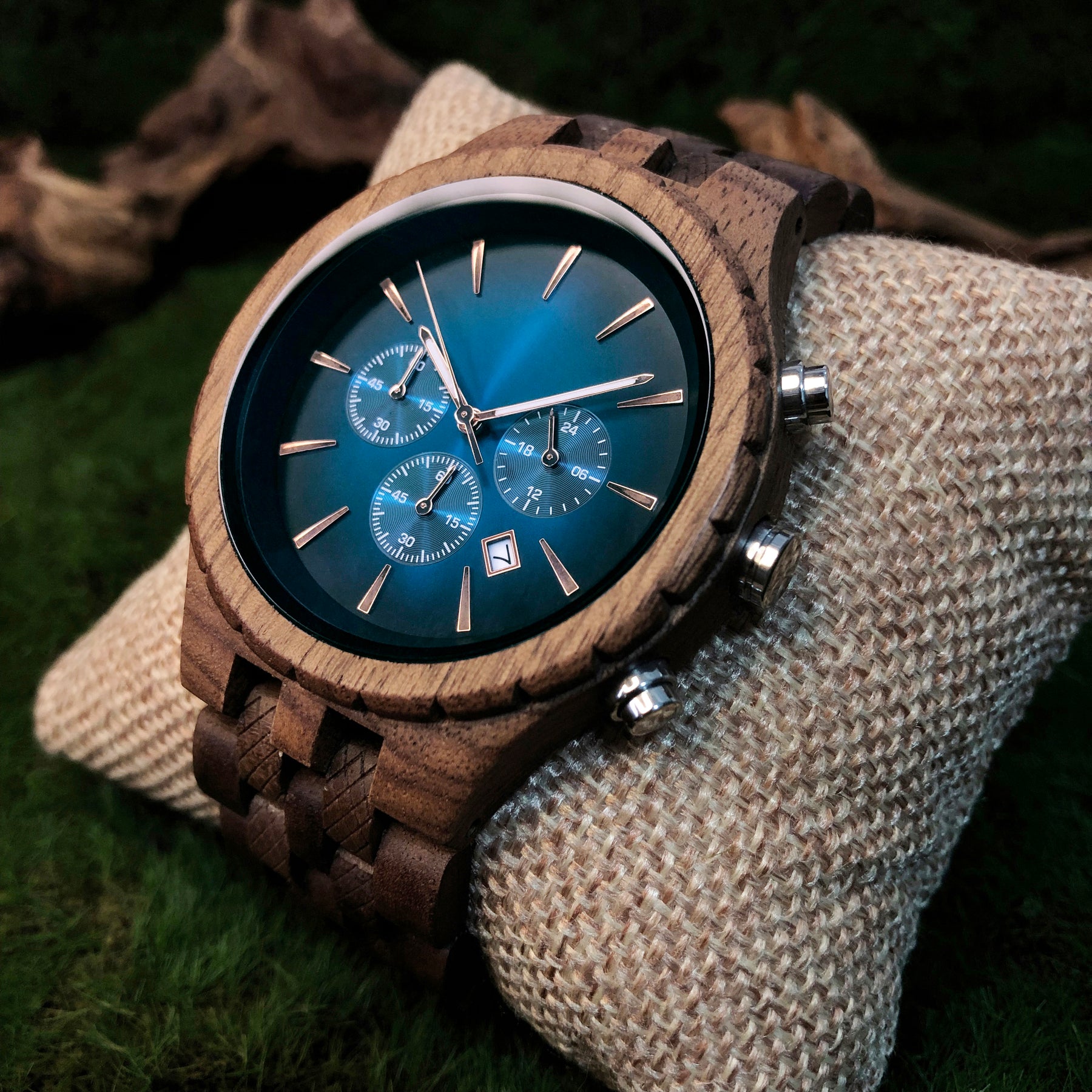 AURORAWAL - Men Wood Watch Chronograph