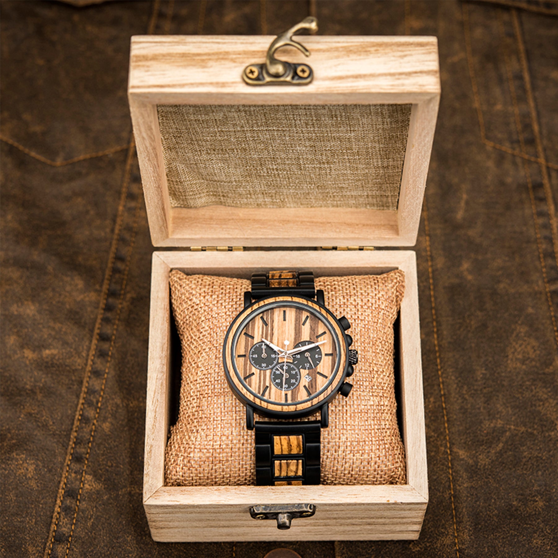 ZIRON - Men Wood Watch Chronograph