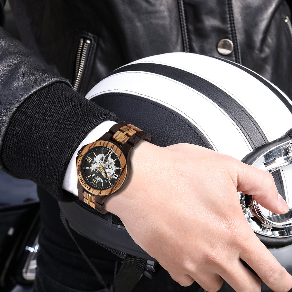 AUREVO - Men Wood Watch Automatic Mechanical