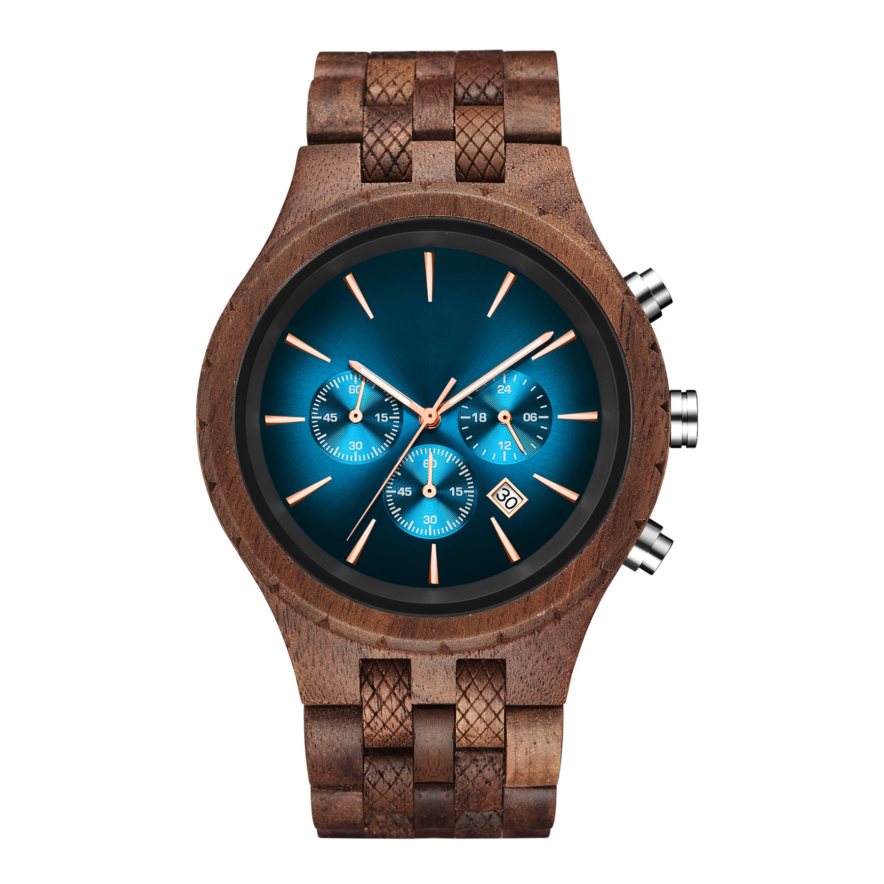 wood watch men wooden watch chronograph walnut positive