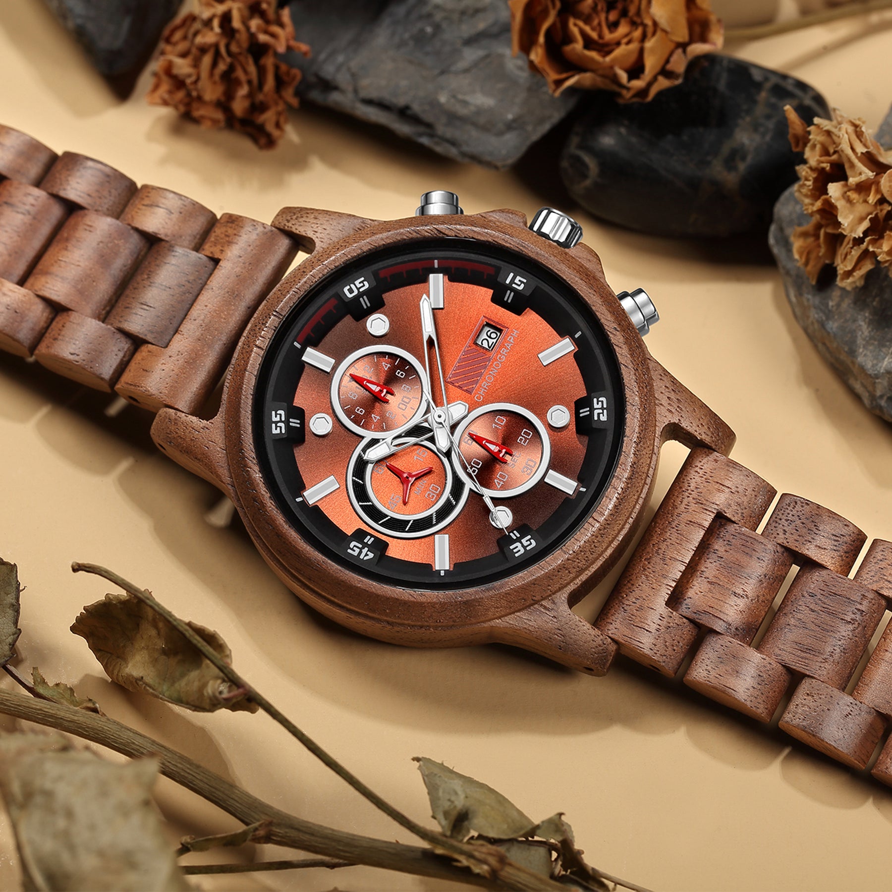 WALNUTIC - Men Wood Watch Chronograph