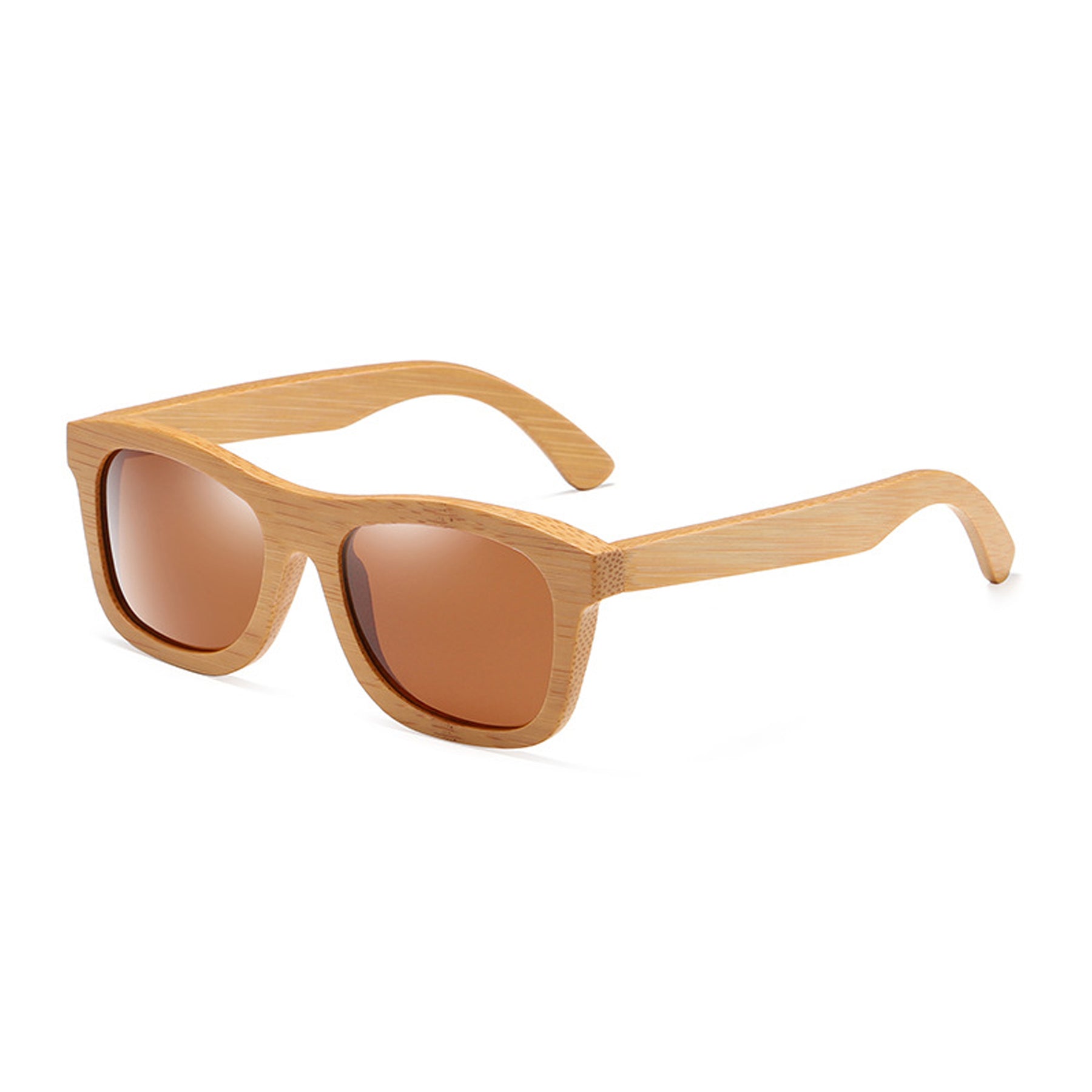 Brown polarized lens bamboo sunglasses side face