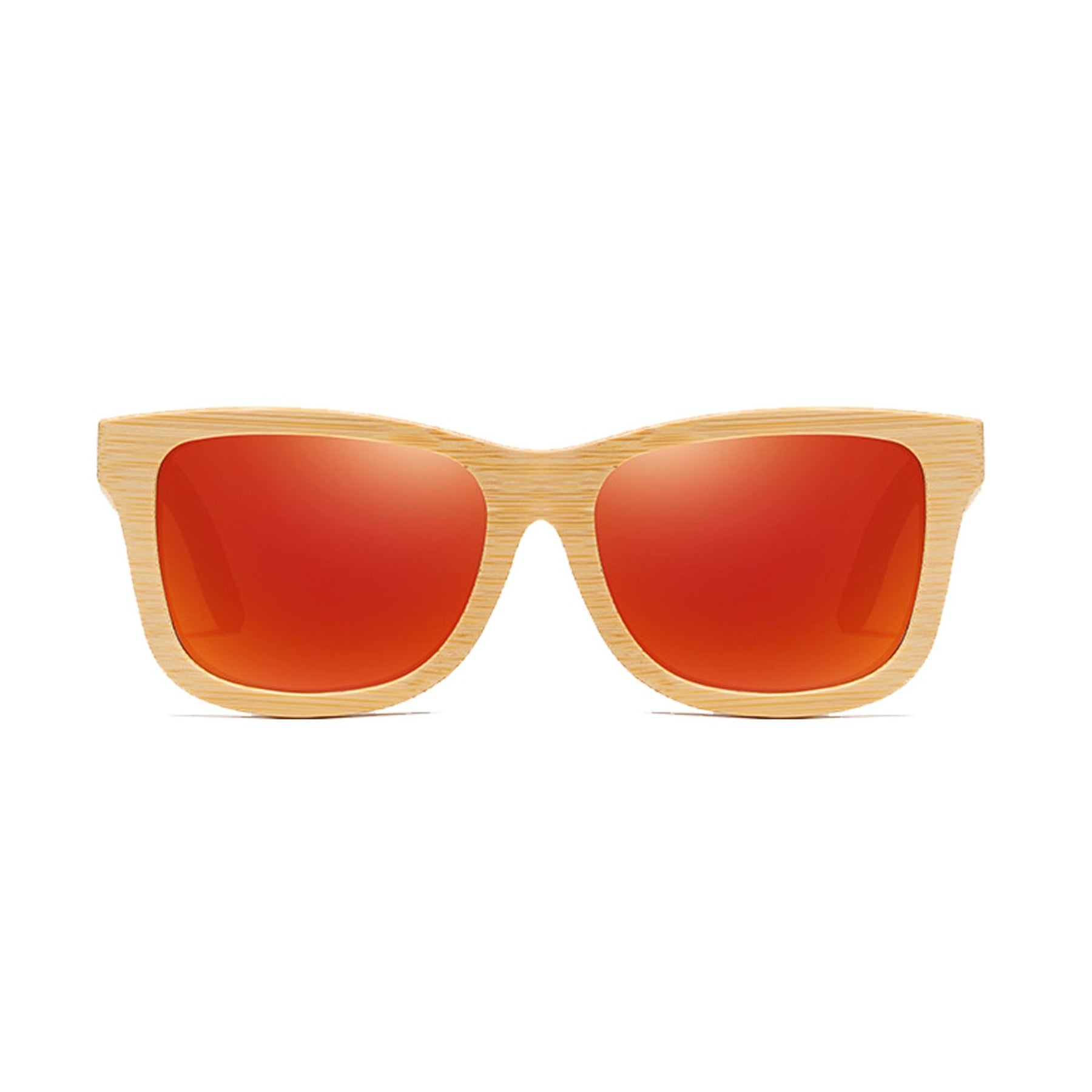 Orange polarized lens bamboo sunglasses positive