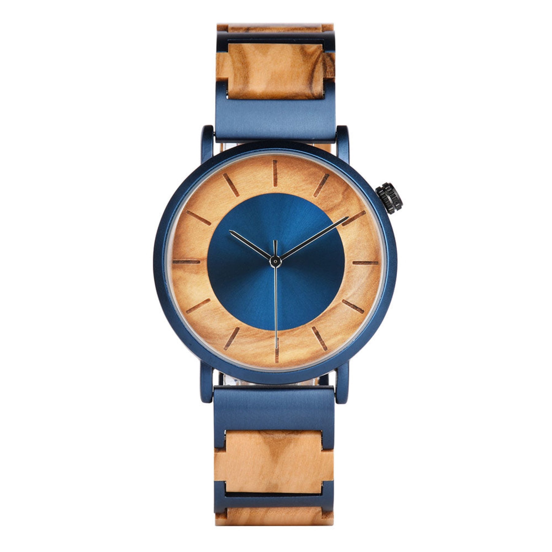 Blue steel and olive men minimalist watch positive
