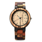Ebony and colorful strap men wooden watch with maple face positive