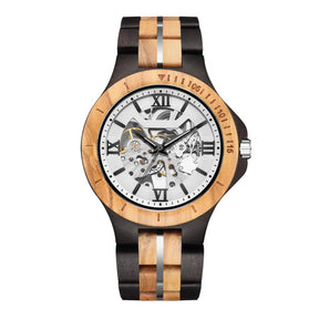 wood watch men wooden watch automatic mechanical watch ebony olive positive