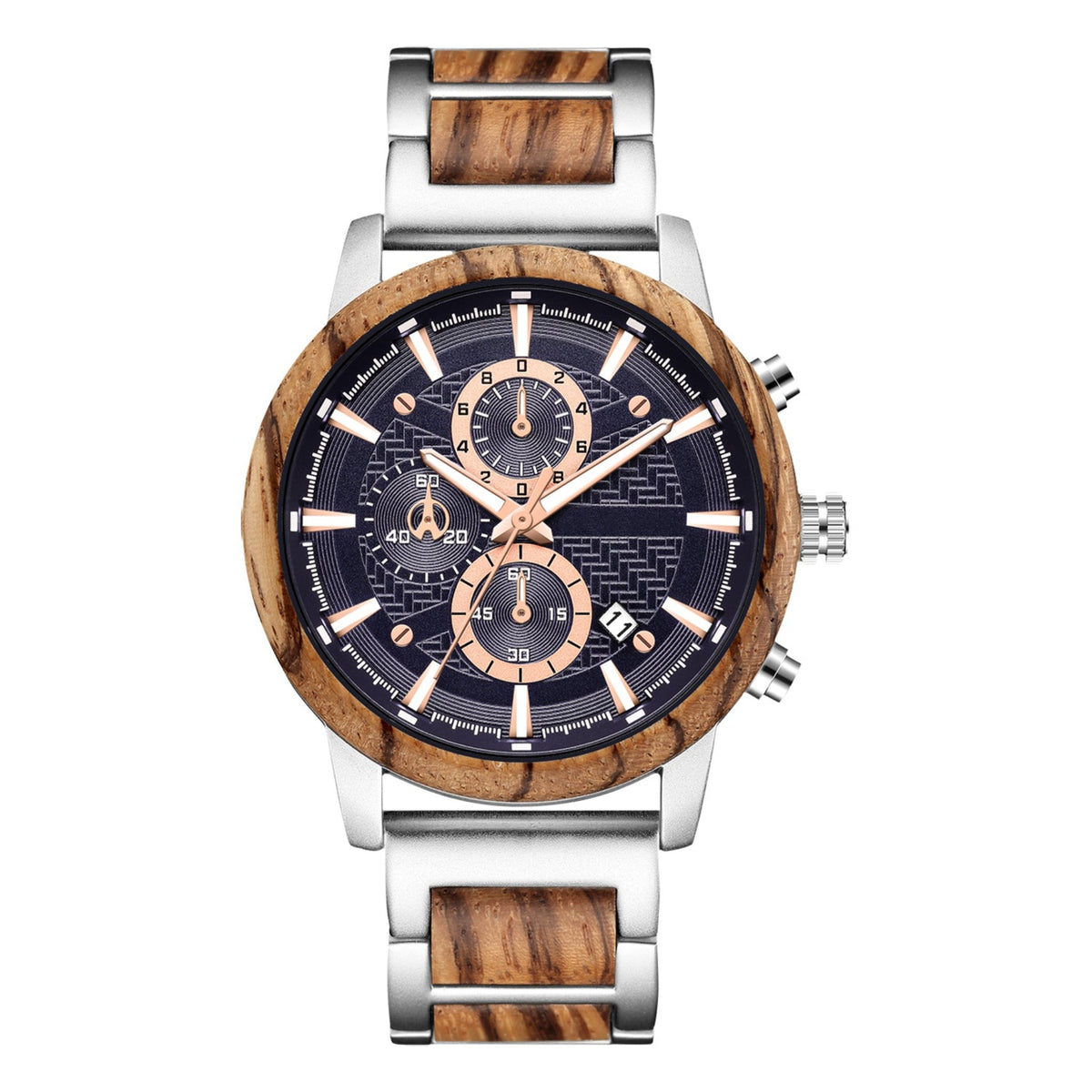 wood watch men wooden watch chronograph zebrawood positive