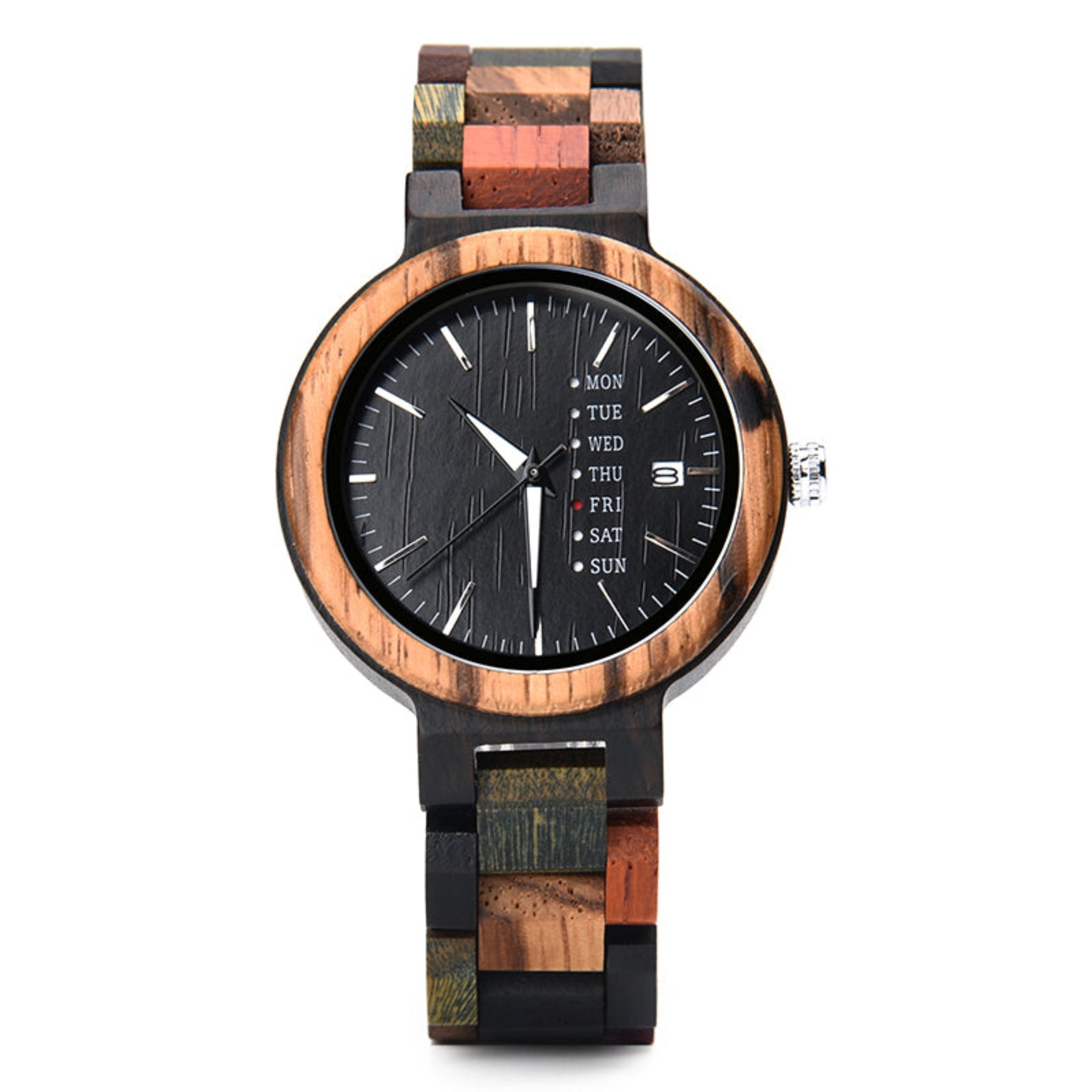 Ebony and colorful strap black face wooden watch for women positive