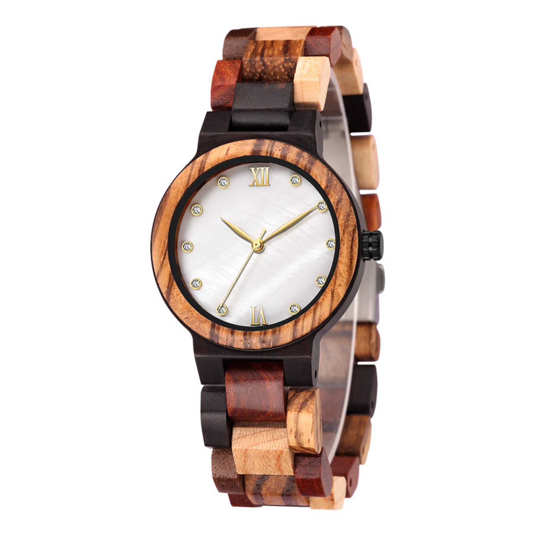 wood watch women wooden watch minimal watch mixed wood side face
