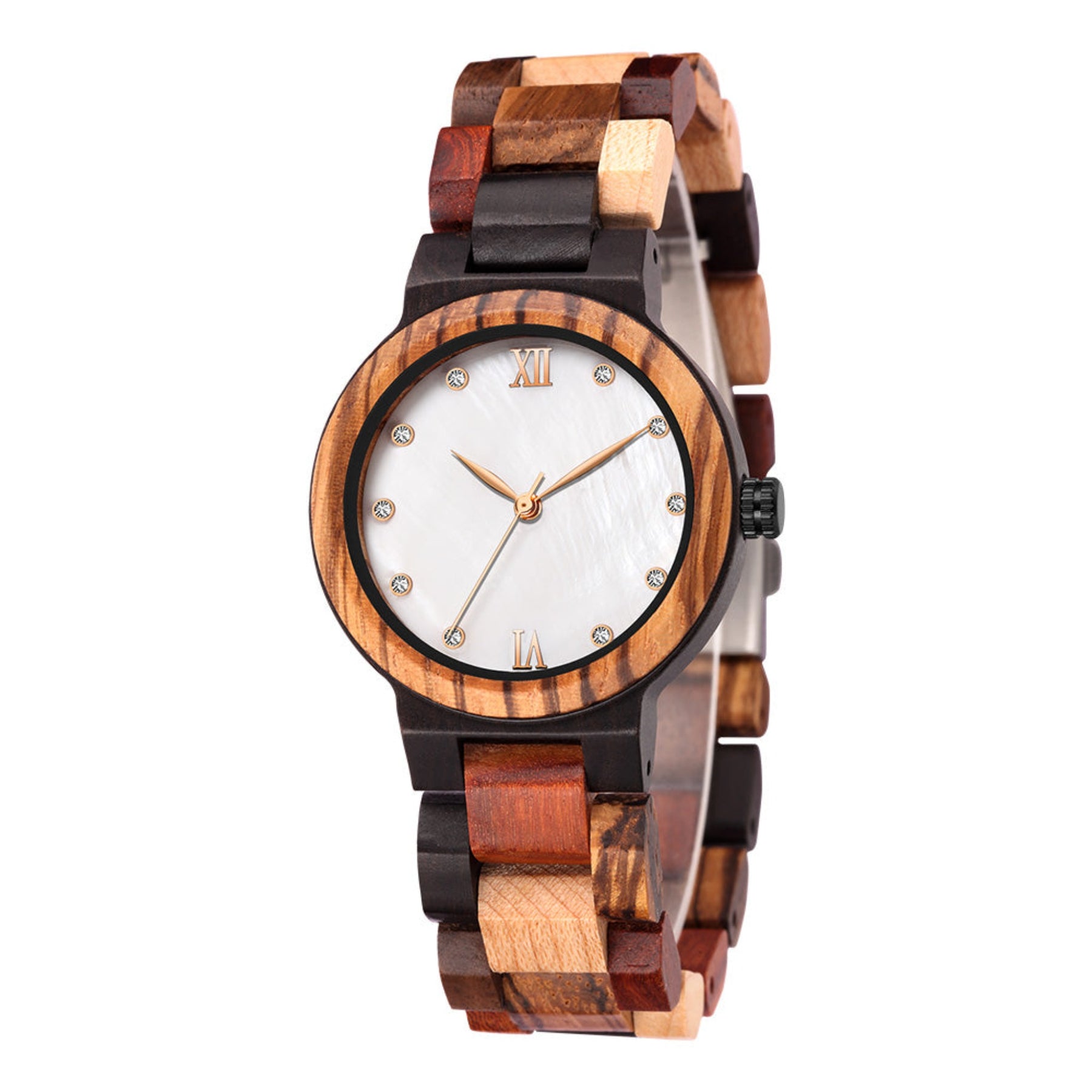 wood watch women wooden watch minimal watch mixed wood side face