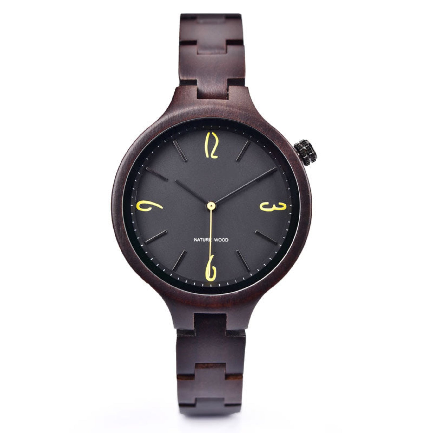 Black face ebony women wood watch positive