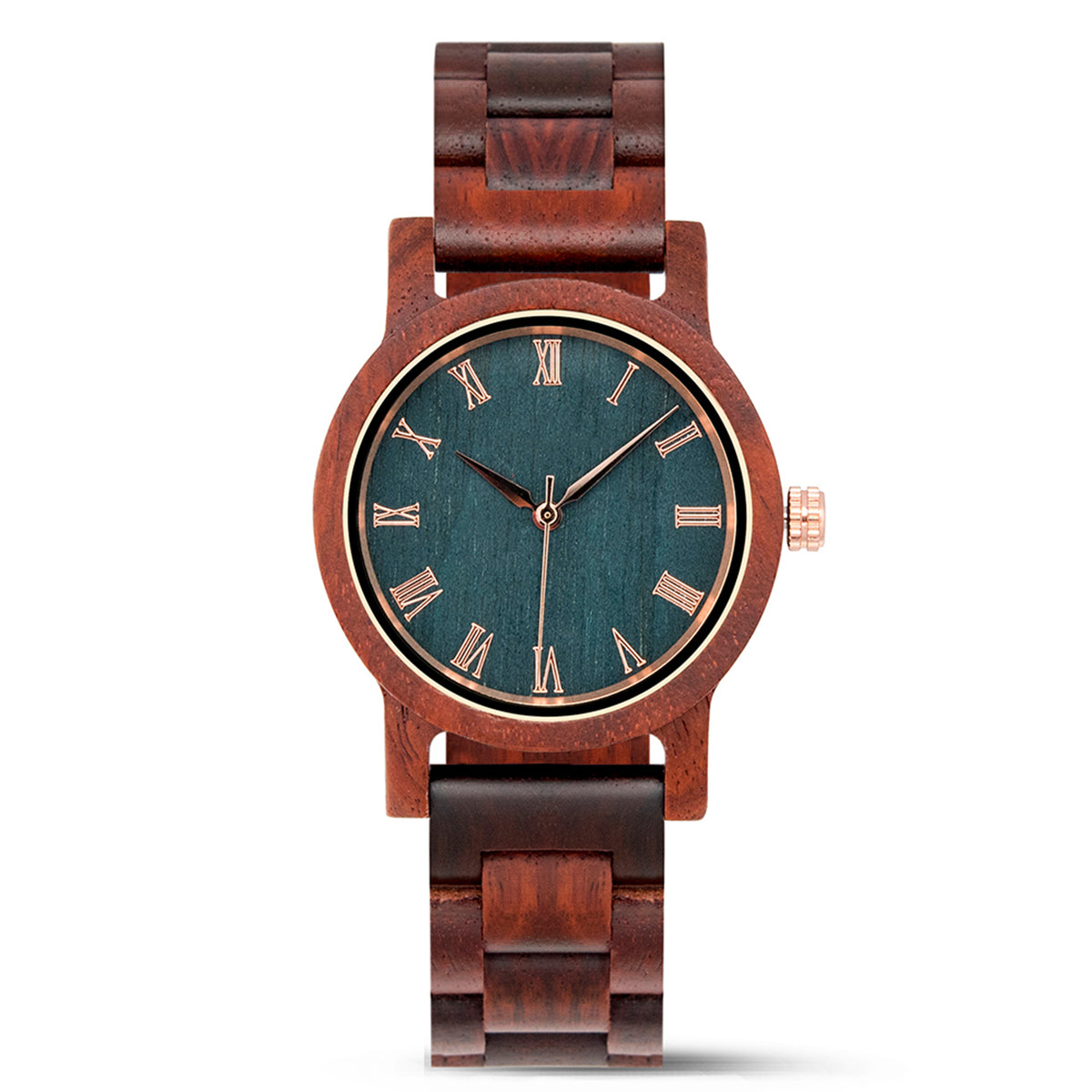 Green face red sandalwood women wooden watch positive