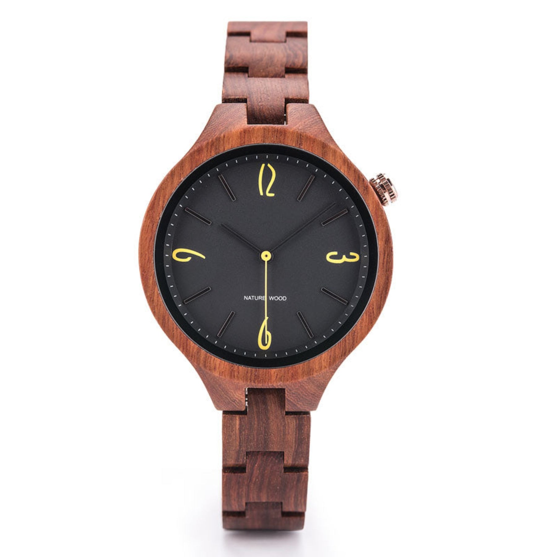 Black face red sandalwood women wooden watch positive