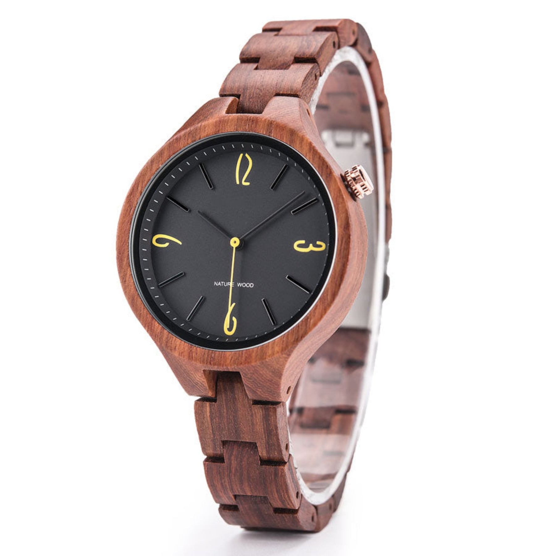 Black face red sandalwood women wooden watch