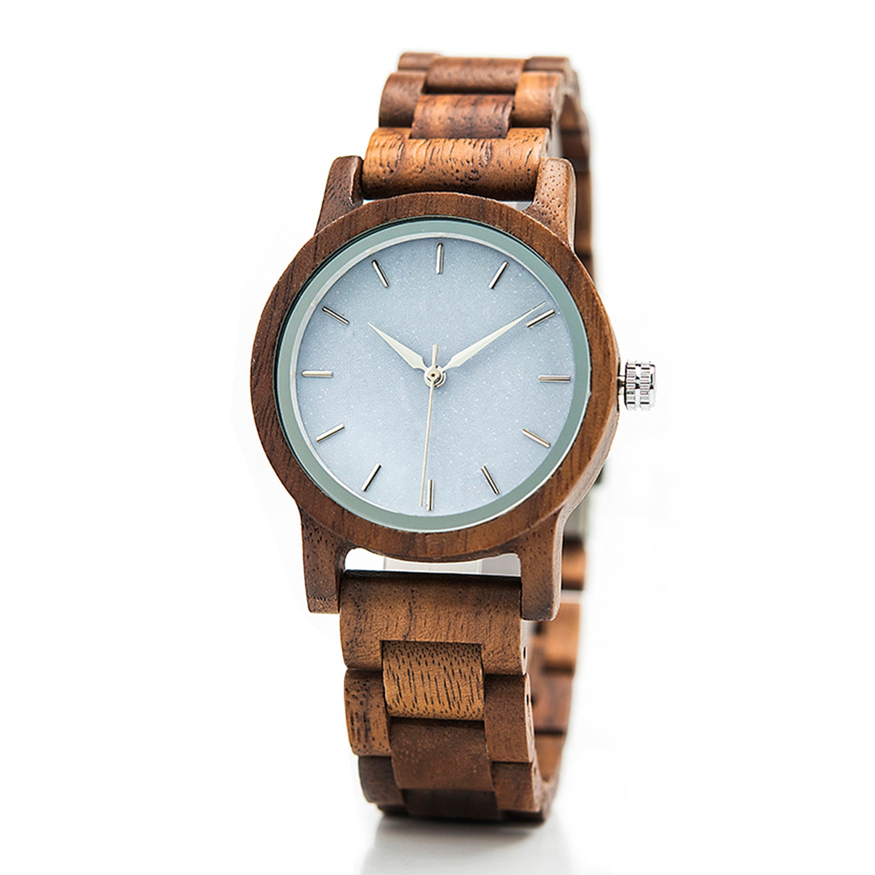White face walnut wooden watch for women