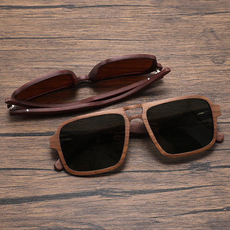 Aviator sunglasses | Polarized lens | Wooden sunglasses | Silver lens