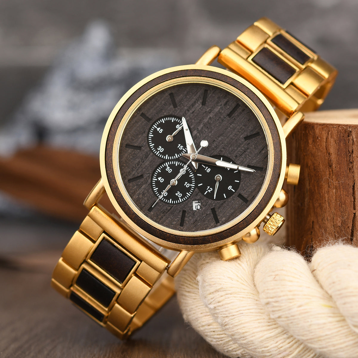 AURIGNUM - Men Wood Watch Chronograph