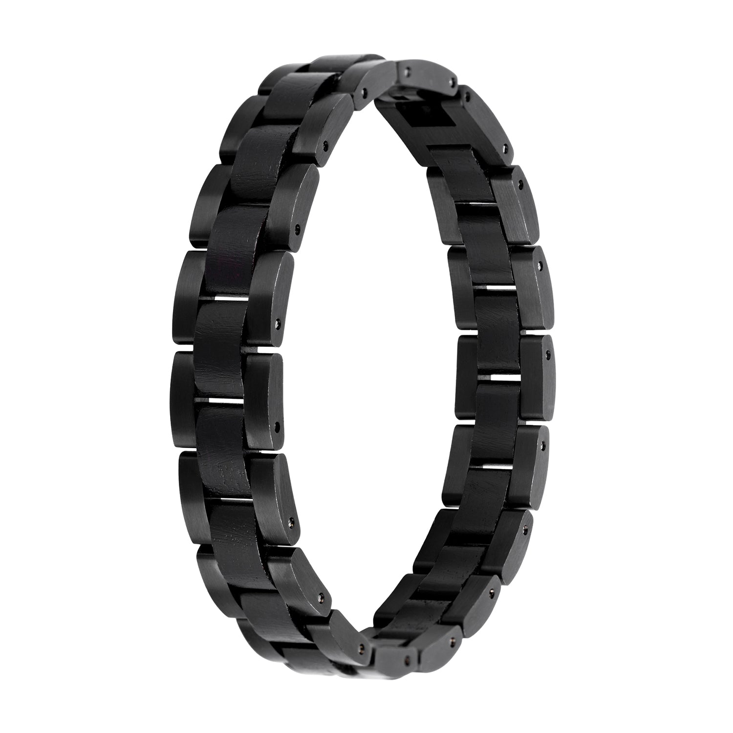 Men's black wooden link bracelet, crafted from natural wood with a sleek design, a fashionable and eco-friendly accessory for men.