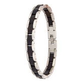 Men's bracelet made of ebony wood and silver stainless steel, a stylish and unique accessory for modern men.