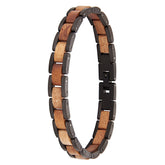 Men's bracelet crafted from black stainless steel and Hawaiian wood, trendy accessory for men, ideal for everyday style and gifting.