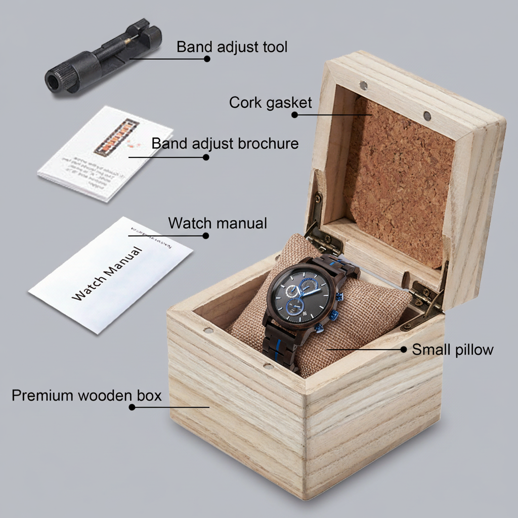 Dark Ebony Blue Watch in Premium Wooden Box