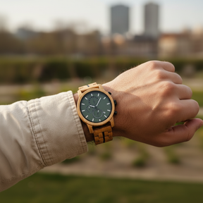 Male Model Wearing Wooden Watch 1:1