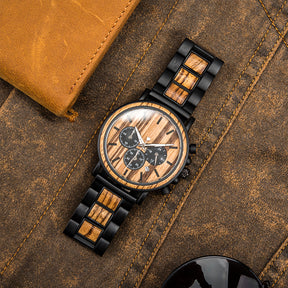 ZIRON - Men Wood Watch Chronograph
