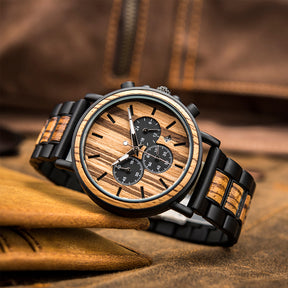 ZIRON - Men Wood Watch Chronograph