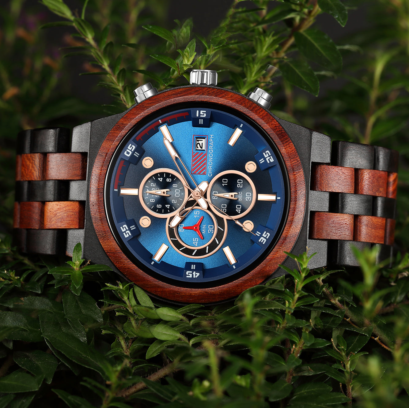 LUXORA - Men Wood Watch Chronograph