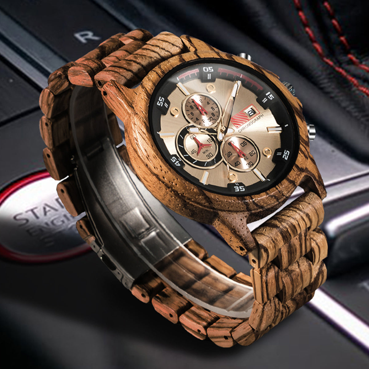 AUREO - Men Wood Watch Chronograph