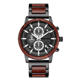 wood watch men wooden watch chronograph red sandalwood positive