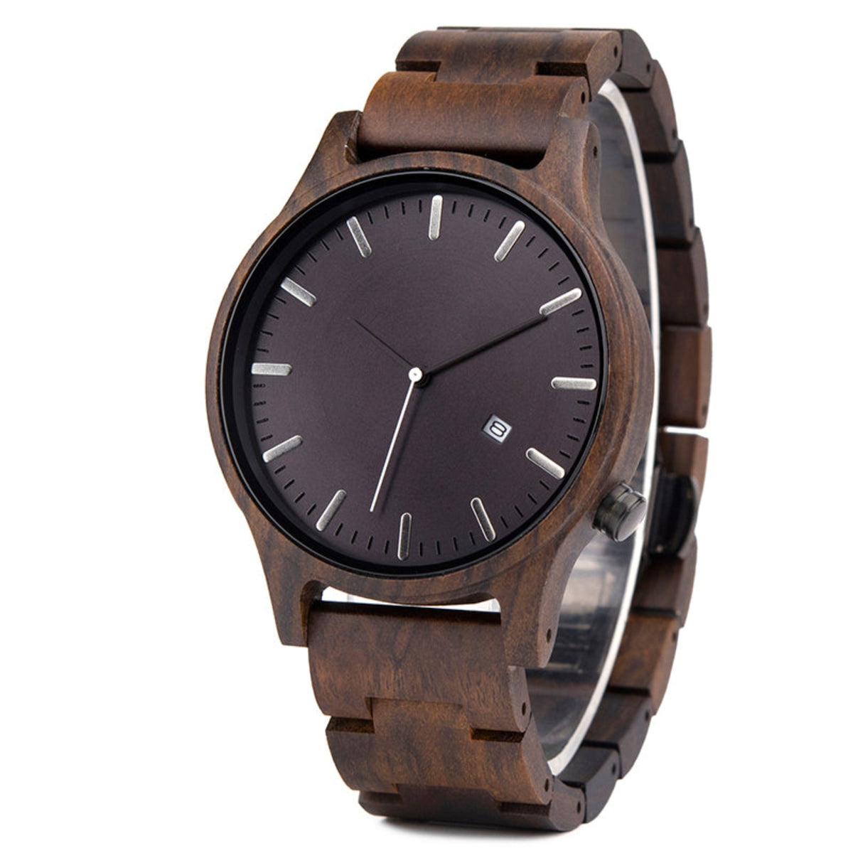 Ebony men wooden watch with black face