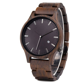 Ebony men wooden watch with black face