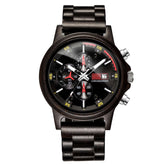 wood watch men wooden watch chronograph ebony positive