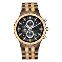 wood watch men wooden watch chronograph maple ebony positive
