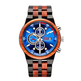 wood watch men wooden watch chronograph ebony red sandalwood positive