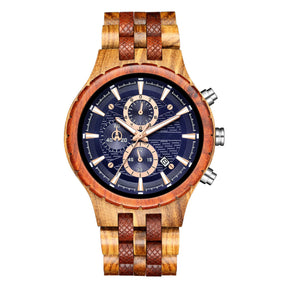 wood watch men wooden watch chronograph zebrawood red sandalwood positive