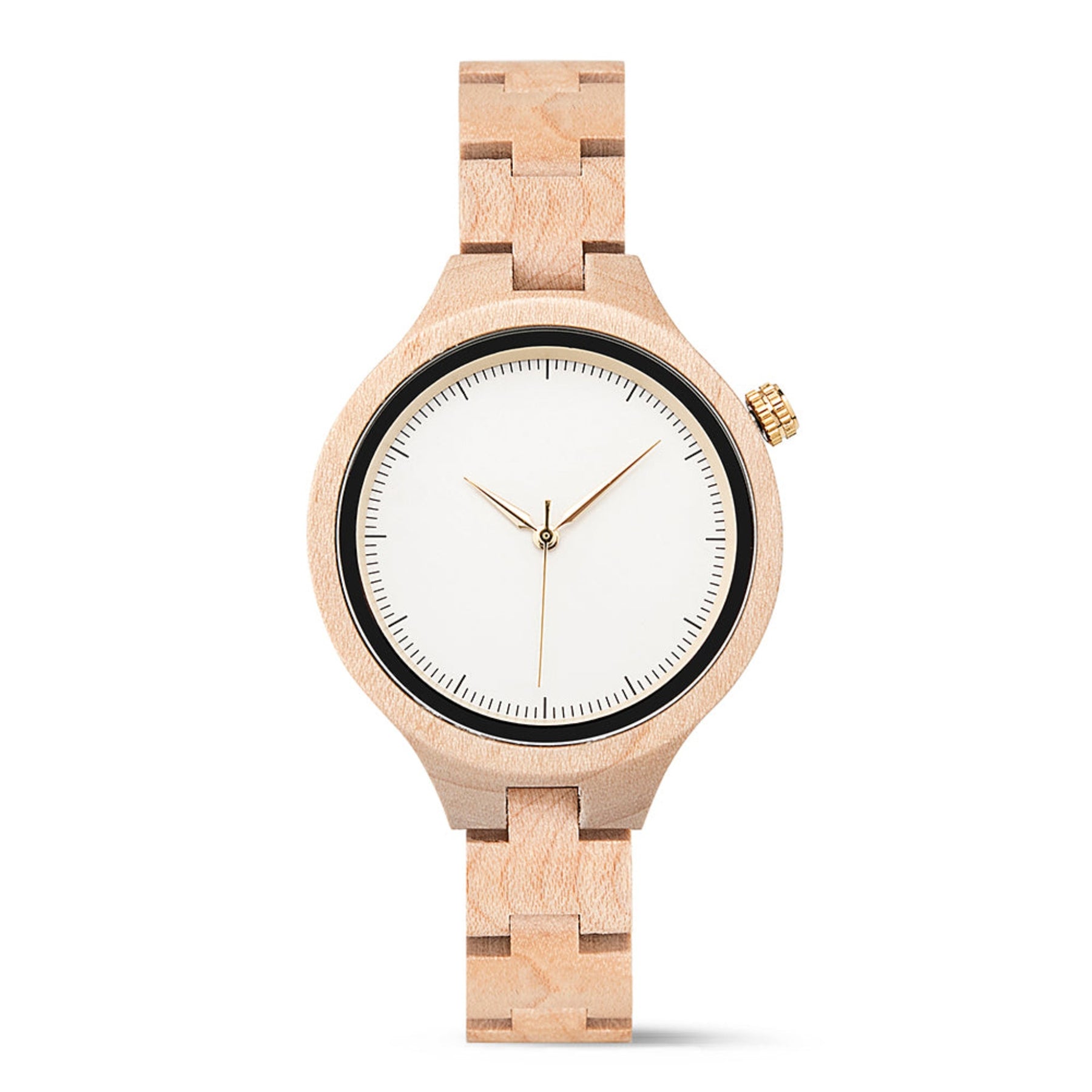 White face maple women wooden watch positive