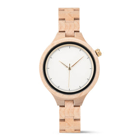 White face maple women wooden watch positive